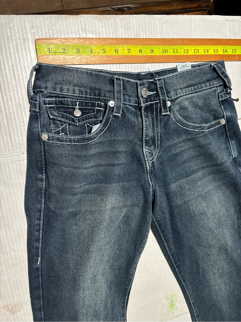 True Religion Men's Dark Wash Blue Jeans